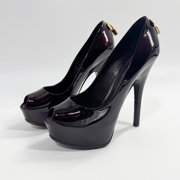 Louis Vuitton Oh Really! Burgundy Peep Toe Platform Pumps 38 - Picture 1 of 6